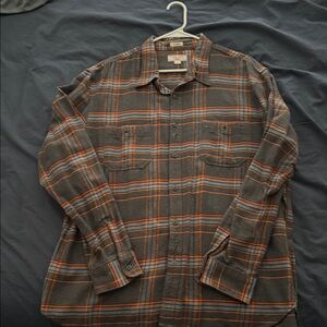 Casual Men's Plaid Shirt - Charcoal and Orange